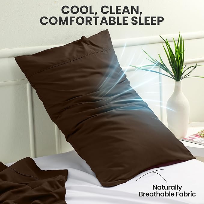 Utopia Bedding Pillow Cases Standard Size 2-Pack – Soft Brushed Microfiber – Envelope Closure – Perfect for Hospitals, Hotels, Guest Rooms – Oeko-TEX Certified, 20x26 Inches (Brown)