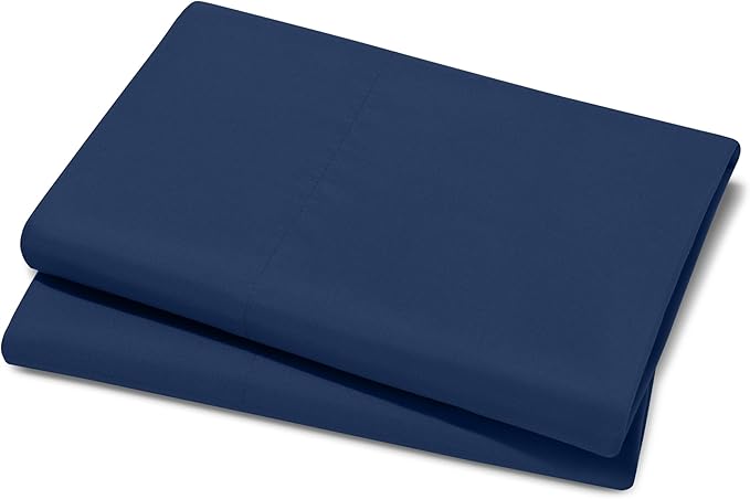 Bare Home Microfiber Pillow Cases - Queen Size Set of 2 - Cooling Pillowcases - Double Brushed - Easy Care - Envelope Closure (Queen Pillowcase Set of 2, Dark Blue)