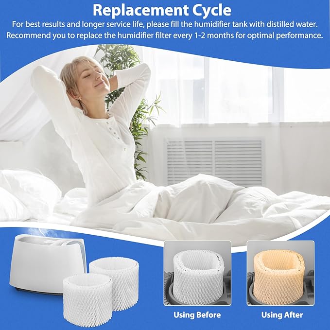 6 Pack WF2 Humidifier Filters for Vicks Humidifier V3100 V3500 V3600 V3700 V3800 V3850 V3900, for Honeywell HCM-350 HCM-630 HCM-300T, for Kaz 3020, for Sunbeam 1118 1119, ECM-250i, ECM-500
