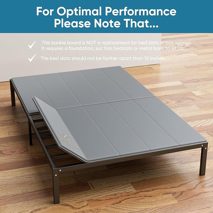 Bunkie Board King Size Bed Boards for Under Mattress 76"x80" - Heavy Duty Reinforced Wood Support Board with Anti-Sag Design, Fits Metal Frames/Platform Beds/Sleeper Sofas - Grey