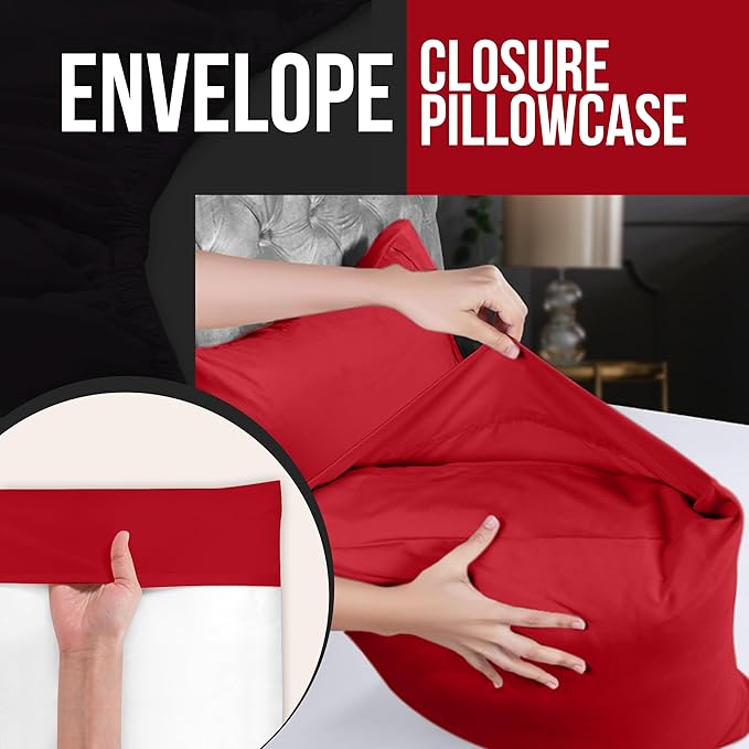 Utopia Bedding Queen Pillow Cases - 4 Pack - Envelope Closure - Soft Brushed Microfiber Fabric - Shrinkage and Fade Resistant Pillow Covers Queen Size 20 X 30 Inches (Queen, Red)