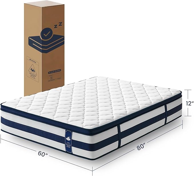 Queen Size Mattress, 12 Inch Gel Memory Foam Sprung Hybrid Mattress, Cooling and Pressure Relief for Breathable Sleep, Certipur-Us Certified, 120-Night Home Trial, Aura Collection