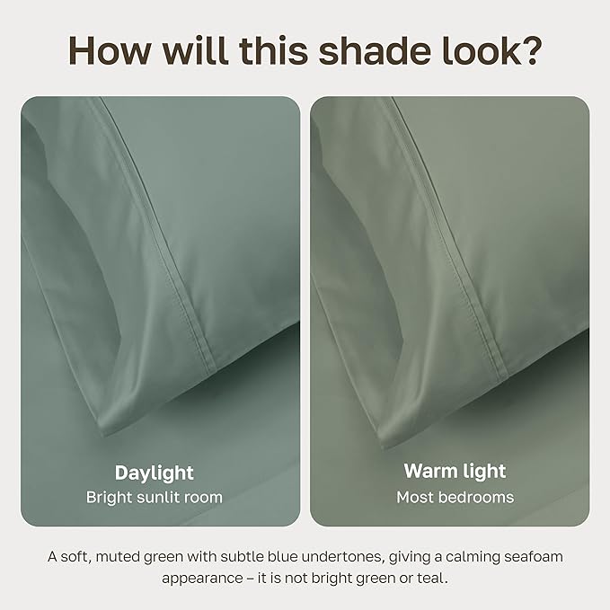 Full/Queen Size Duvet Cover Only - Natural 100% Cotton, Premium 400 Thread Count Queen Duvet Cover Cotton, Soft Sateen Weave, Button Closure and Corner Ties - Sage Green