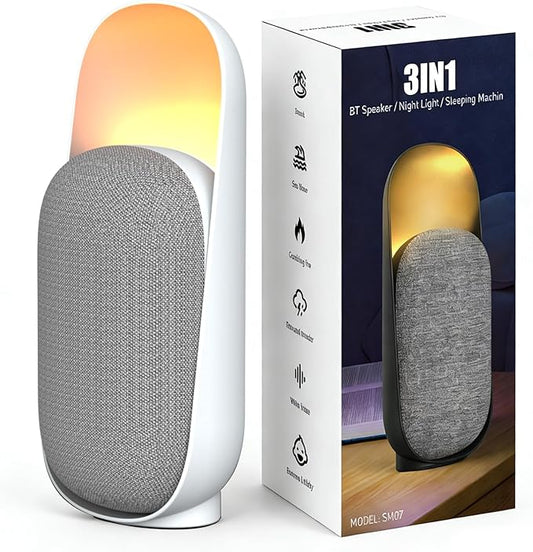 Sound Machine Night Light White Noise Machine with BT Speaker,6 Soothing Sounds,White Noise Sound Machine with Convenient Timer Options,for Baby Kids Adult Home Office Travel