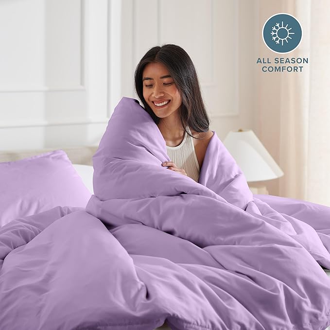 Bare Home Bedding Duvet Cover Extra Long Size - Premium 1800 Super Soft - Lightweight, Cooling Duvet Cover - Soft Breathable Bedding (Twin/Twin XL, Lavender)