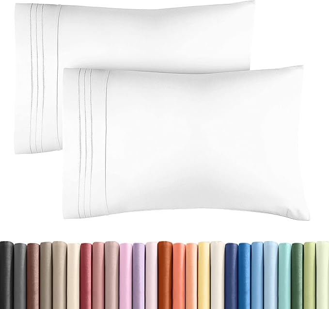 Standard Pillow Cases Set of 2 - Ultra-Soft Hotel Quality Pillowcase Covers - Comfy & Wrinkle Free - Stain and Fade Resistant - Machine Washable Pillow Protectors - 2 Piece Set - Standard Size White