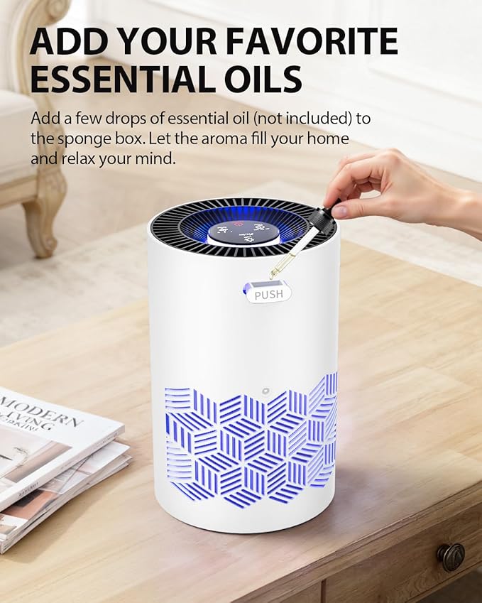 FreAire Air Purifiers for Bedroom Up to 1086 Ft², Air Purifiers for Home with Lights, HEPA Air Purifier Removes Dust Smoke Pollen Dander Smell, for Home/Pets/Bedroom