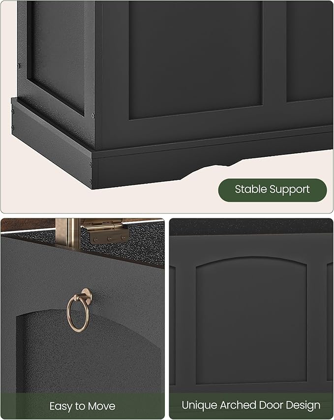 CHOEZON 39.4" Storage Chest Bench with Lift Lid, Toy Chest with Safety Hinge, Entryway Shoe Bench, Wooden Storage Trunk, Holds up to 220 lb, for Living Room, Bedroom, Black and Rustic Brown MCW12BF