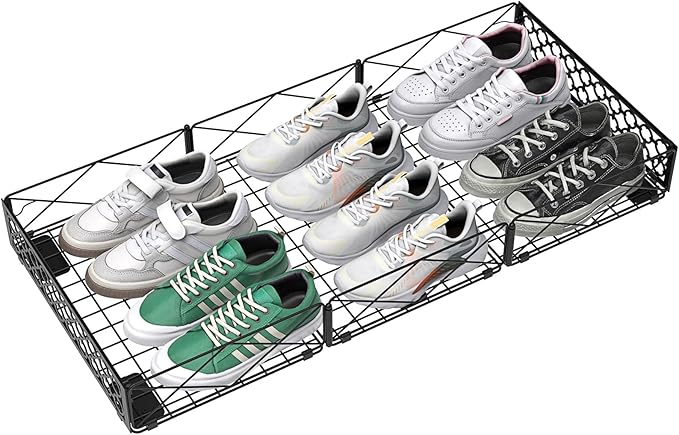 NADAMOO 5.4 in Low Profile Under Bed Storage, 36.6" Ultra Long Metal Underbed Organizer with 6 Smooth Rolling Wheels, 110 lbs Heavy Duty Foldable Under Bed Container for Shoes, Clothes, Toys, 1 Pack