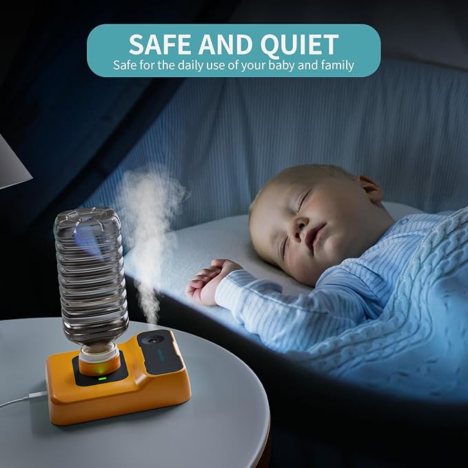 Portable Humidifiers for Travel, Small Mini Humidifier with Auto Shut-Off, Nightlight and Storage Bag for Hotel, Bedroom or Office, Plant Humidifier Indoor, Orange
