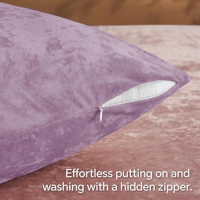 BEDELITE Velvet Body Pillow Cover with Zipper, Soft and Plush 20x54 Long Pillow Case, Velvety Smooth and Cozy Body Pillow Pillowcase for Bedroom and Couch, for All Seasons(Lavender)