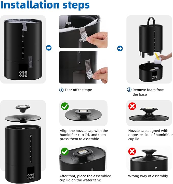 Coolfiqu 6L Humidifiers for Bedroom Large Room Home,Cool and Warm Humidifier for Baby and Plants Hot Mist Top Fill Desk Humidifier Oil Diffuser,Quiet,Auto Mode,360°Nozzle-Midnight Black(2026 Upgraded)