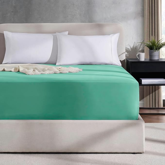 Nestl 2 Pack Mint Fitted Sheet Extra Deep Pocket, Hotel Luxury QueenFitted Sheet Only Easily Fits 18 to 24 Inch Mattress, Super Soft, Wrinkle-Free and Breathable with Corner Straps