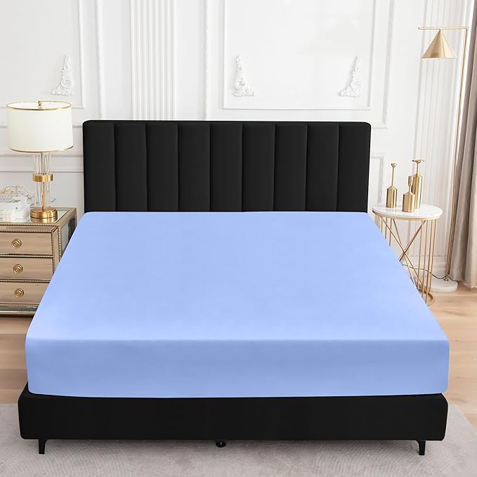Sufdari King Size Mattress Protector,Waterproof Mattress Protector,Fitted Sheet Style Mattress Cover with 18" Deep Pocket,Washable and Comfortable-Blue,King