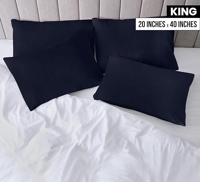 Utopia Bedding King Pillow Cases - 12 Pack - Envelope Closure - Soft Brushed Microfiber Fabric - Shrinkage and Fade Resistant Pillow Covers King Size 20 X 40 Inches (King, Navy)