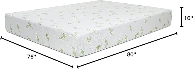 NapQueen King Size, 10 Inch Anula Green Tea Infused Memory Foam Mattress, Bed in a Box, CertiPUR-US Certified Mattress
