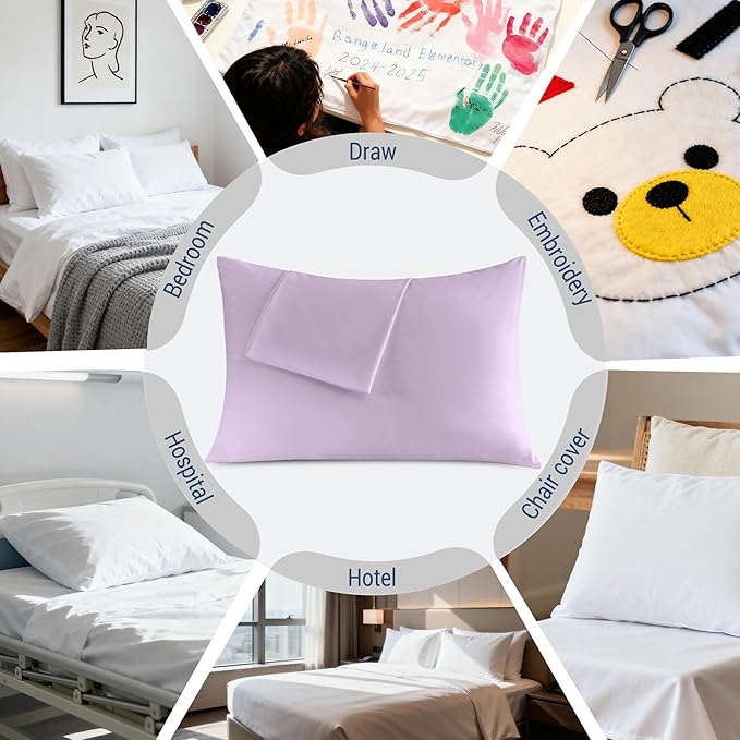 Pillowcases Queen 12 Pack, 20x30 Pillow Cases with Envelope Closure, Soft Plain Brushed Microfiber Covers Breathable Wrinkle-Resistant, Lavender
