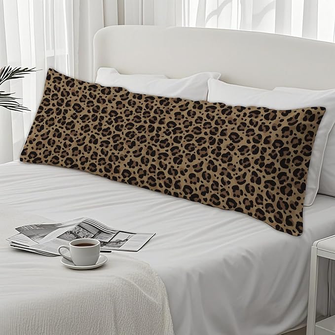 Leopard Print 20x54 Body Pillow Cover, Cheetah Print Room Decor, Trendy Wild Animal Print Aesthetic Decorative Long Body Pillow Cases for Girls Bedroom Dorm Apartment Bed Couch