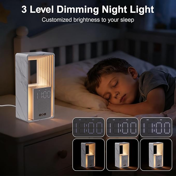 Hensam Sunrise Alarm Clock Wake Up Light with Snooze & Timer, 20 White Noise Sleep Sounds Machine, Dimmable Bedside Night Light for Bedroom, Ideal Gift for Kids, Adults,Heavy Sleepers