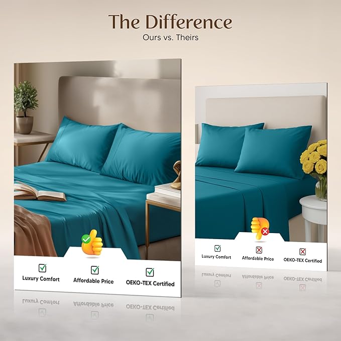 Utopia Bedding Full Size Sheet Set – 4 Piece Bed Sheets, Soft and Breathable Microfiber, Includes 1 Fitted Sheet, 1 Flat Sheet and 2 Pillowcases – Oeko Tex (Denim Blue)