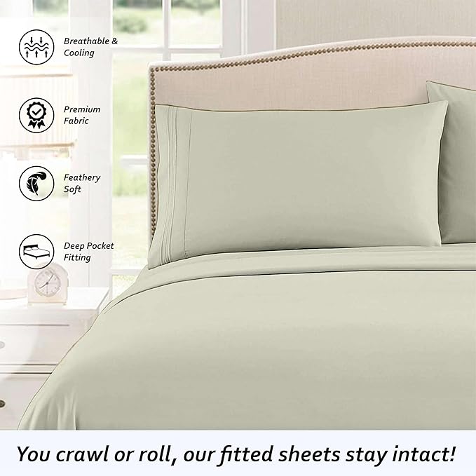 Short Queen RV Camper Sheet Set (60x75) – 100% Egyptian Cotton, Soft & Cooling, 16” Deep Pocket Fitted Sheet, Luxury Hotel Quality Bedding for RVs, Campers & Motorhomes (Ivory Solid)