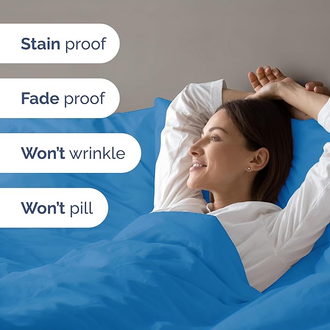 Duvet Cover Full Size Set - Extra Soft Full Duvet Cover 80" x 90" with 2 Pillow Shams - Hotel Luxury, Easy Care & Fade Free w/ Zipper Closures & Ties - All Season, Comfy and Breathable (Denim Blue)