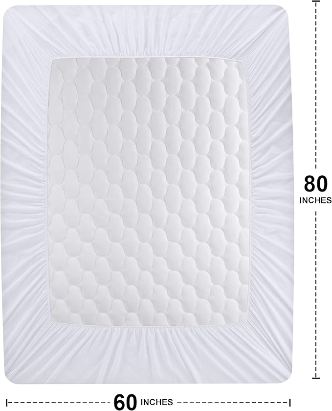 Utopia Bedding Waterproof Mattress Protector, Queen Mattress Pad, Noiseless Quilted Fitted Cover with Deep Pocket Stretches up to 16 Inches (White)
