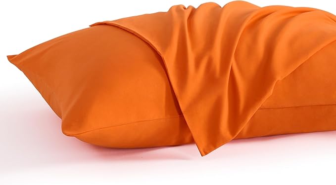 NTBAY King Pillow Cases Set of 2, 2 Pack Brushed Microfiber 20x40 Pillow Cases, Soft, Wrinkle, Fade, Stain Resistant Orange Pillow Cases with Envelope Closure, 20x40 Inches, Orange