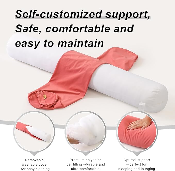 Body Pillow for Adults,Long Round Pillow,Big Cylindrical Pillow,Large Full Bolster Pillows for Side Sleepers (Coral Peach, 39.37"*7.87")