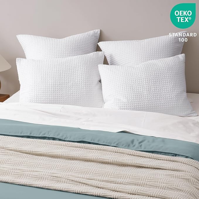 PHF Ultra Soft Waffle Weave Pillow Shams California King Size, No Insert, 2 Pack 20" x 40" Pillowcases,Breathable & Skin-Friendly Pillow Cases, Stylish Decorative Bed Pillow Cases Covers, White