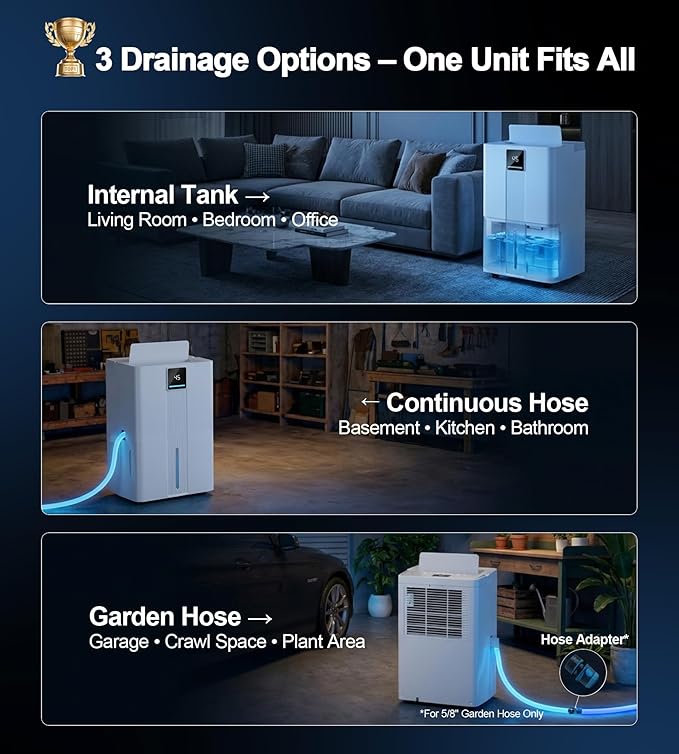 Landeagle 6000 Sq. Ft Dehumidifier for Home, Basement,Max 100 Pint/Day Dehumidifiers with Drain Hose, Large Compressor Dehumidifier with Humidity Control, 24H Timer & Child Lock, for Bedroom, Bathroom