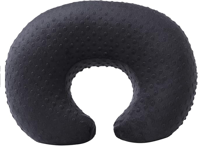 Baby Nursing Pillow and Body Positioner with Premium Slipcover for Breastfeeding for Baby Boys and Girls, Feeding Pillow with Breathable Comfortable Pillowcase (Black)