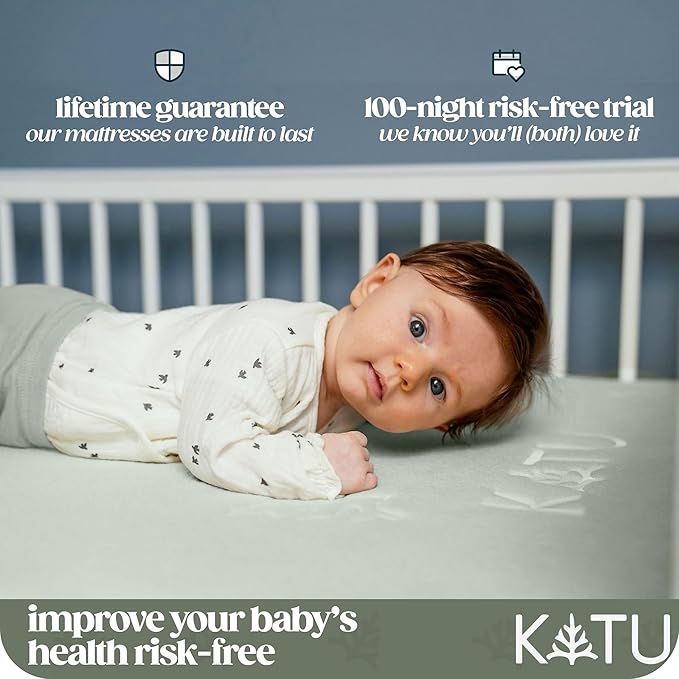 KATU 100% Organic Latex+Coconut 2-Stage Crib Mattress for Infant/Newborn/Toddler Safe Non-Toxic Hypoallergenic Breathable GOTS GOLS w