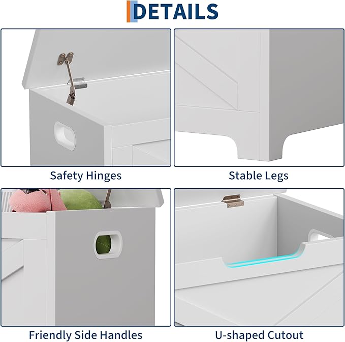 GAOMON Storage Chest, Wooden Storage Bench, Modern Style Lift-Top Shoes Bench with Safety Hinge for Entryway, Bedroom, Living Room, Supports 300 Lb and Easy Assembly