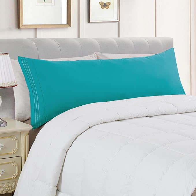 Elegant Comfort Luxury Ultra-Soft 1-Piece Body Pillowcase - 1500 Premium Hotel Quality Microfiber Double Brushed - Wrinkle Resistant, Body Pillowcase Size, Turquoise