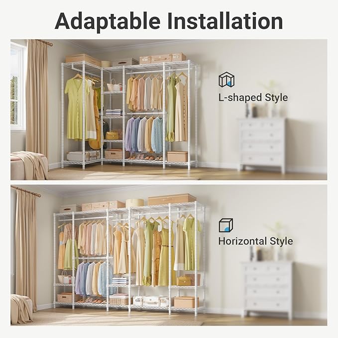 VIPEK V50 Closet Organizer System, Extra Large Heavy Duty Wardrobe Closet with Adjustable Shelves, Freestanding Clothing Rack for Bedroom, Walk-in Closet, Apartment, 1300 lbs Capacity, White