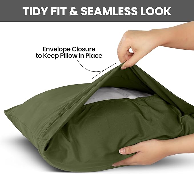 Utopia Bedding Queen Pillow Cases - 2 Pack - Envelope Closure - Soft Brushed Microfiber Fabric - Shrinkage and Fade Resistant Pillow Covers Queen Size 20 X 30 Inches (Queen, Olive)