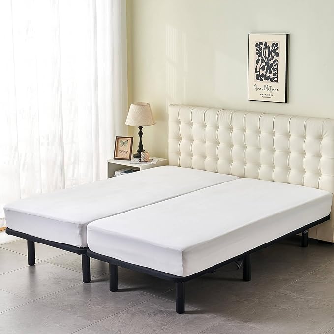 Kingnex Waterproof Split California King Mattress Protector for Adjustable Bed 2 Cali Twin XL 36x84 Soft Noiseless Jersey Fitted Matress Cover with Deep Pocket