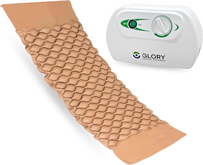 Glory Medical MT‑01 Alternating Pressure Mattress Topper – 12‑Minute Air Cycle, Waterproof Vinyl, Hypoallergenic & Latex‑Free Design, Supports Healthy Circulation for Hospital & Home Beds