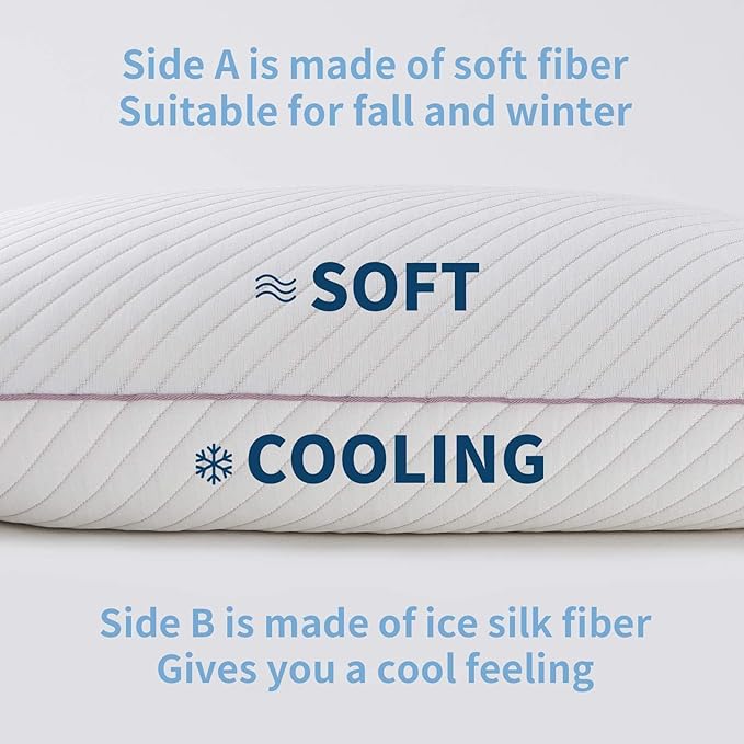 Shredded Memory Foam Cooling Pillows 2 Pack,King Size Bed Pillows for Side,Back & Stomach Sleepers
