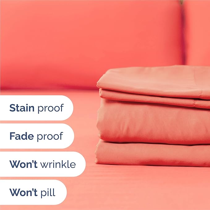King 6 Piece Sheet Set - Comfy, Breathable & Cooling - Soft Hotel Luxury Bedding for Women, Men, Kids, Teens & Children - 1 Flat & 1 Fitted Sheet & 4 Pillowcases w/ Deep Pockets - Wrinkle Free - Coral