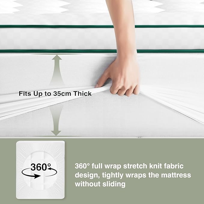 Novilla Twin Mattress Topper, Extra Thick Pillow Top - Overfilled Hotel Luxury Mattress Pad Cover for Back Pain Relief, Breathable Fluffy Down Alternative Fill, 8-21” Deep Pocket, Green-White