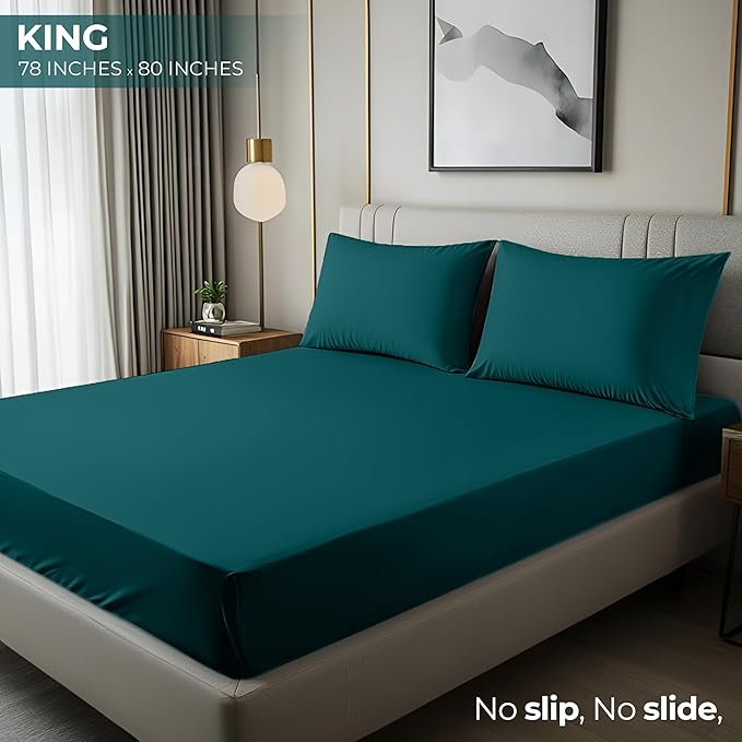 Utopia Bedding King Fitted Sheet - Bottom Sheet - Deep Pocket - Soft Microfiber - Shrinkage and Fade Resistant - Easy Care -1 Fitted Sheet Only (Teal)