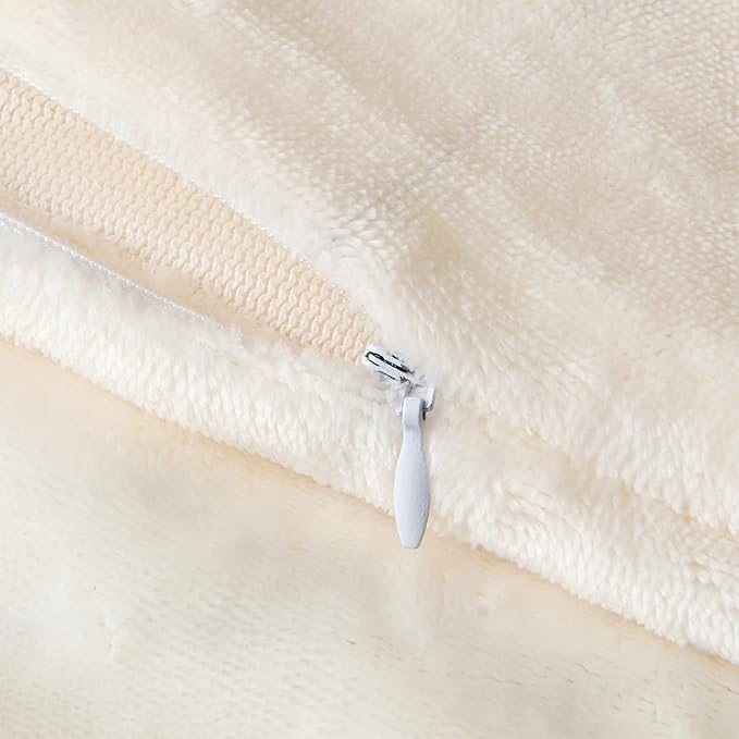 BEDELITE Body Pillow Cover with Zipper Closure, Super Soft and Cozy Fuzzy Fleece Pillowcase 20 x 54 Inches, Luxury Fluffy Plush Long Body Pillow Pillowcase for All Seasons(Off White)