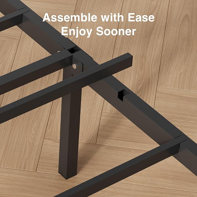 Novilla Full Size Bed Frame with Modern Wooden Headboard, Easy Assembly & Noise-Free, Under-Bed Storage, Sturdy Metal Platform for Bedroom & Guest Room, No Box Spring Needed