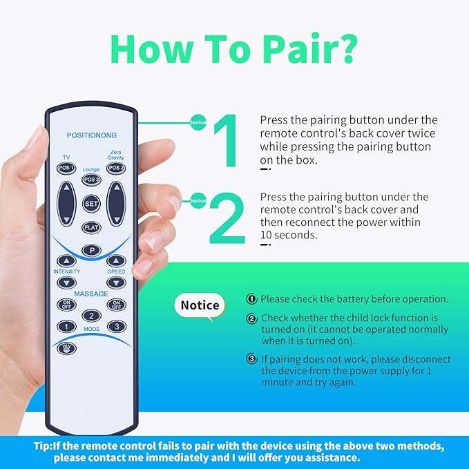 Replacement Remote Control for Naomi Home Idealbase Adjustable Bed Compatible with Models 89607/85307/96807/85587W/77793/77705/77794