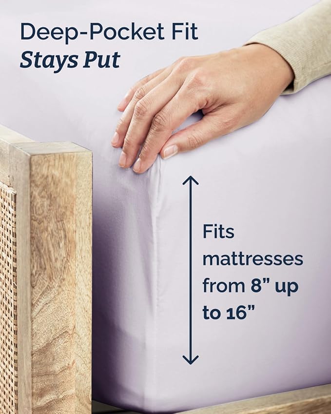 Twin 4 Piece Sheet Set - Comfy, Breathable & Cooling - Soft Hotel Luxury Bedding for Women, Men, Kids, Teens and Children - 1 Flat & 1 Fitted Sheet & 2 Pillowcases with Deep Pockets - Light Lavender