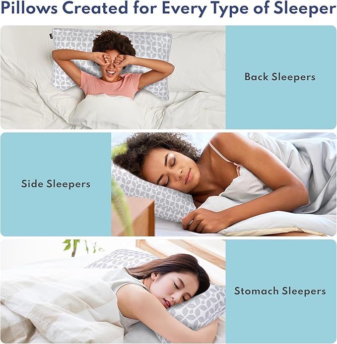BLISSY Adjustable Memory Foam Pillow for Sleeping (Queen Size) - Cooling Gel Pillows for Side Sleepers with Shredded Foam for Customizable Loft - CertiPUR-US & Oeko-TEX