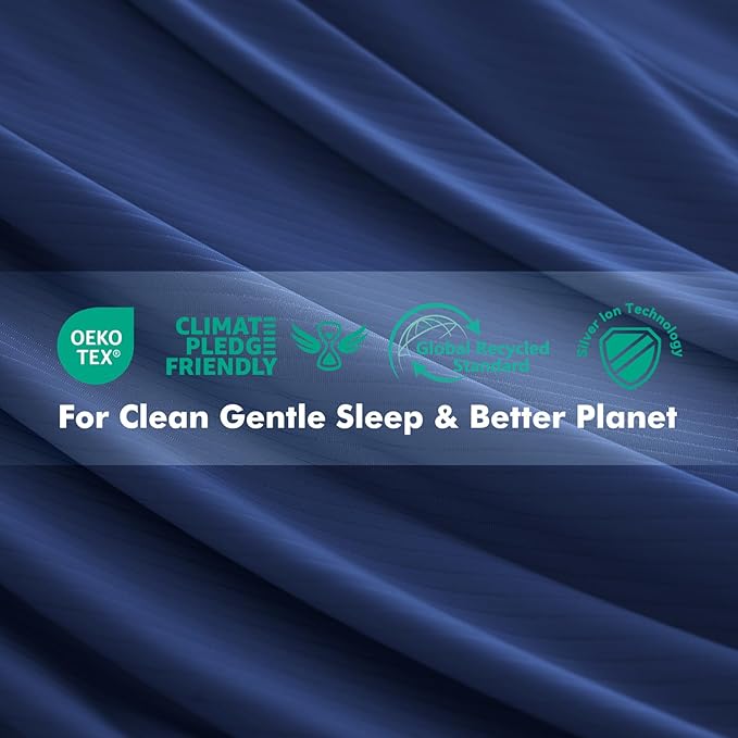 Elegear Cooling Pillow Cases for Hot Sleepers, Silver Infused Cooling Pillowcase with Q-Max>0.5, Silky Breathable Pillowcases for Hair & Skin, Zipper Anti Acne Pillowcases Set of 2-Queen, Navy Blue