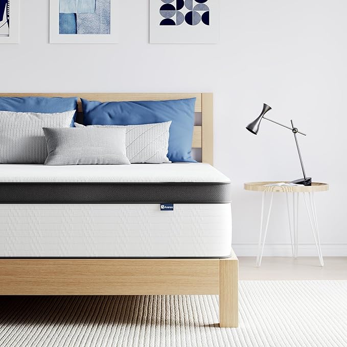 Avenco 10 Inch Queen Mattress in a Box, Medium Firm Hybrid Mattresses with Smarts™ Coil for Motion Isolation, Strong Edge Support, CertiPUR-US Certified